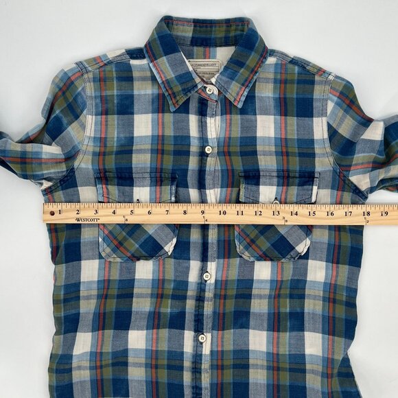 Current Elliott Womens Perfect Shirt Plaid Flannel Size 0 XS Blue Button Up Soft - Picture 6 of 8
